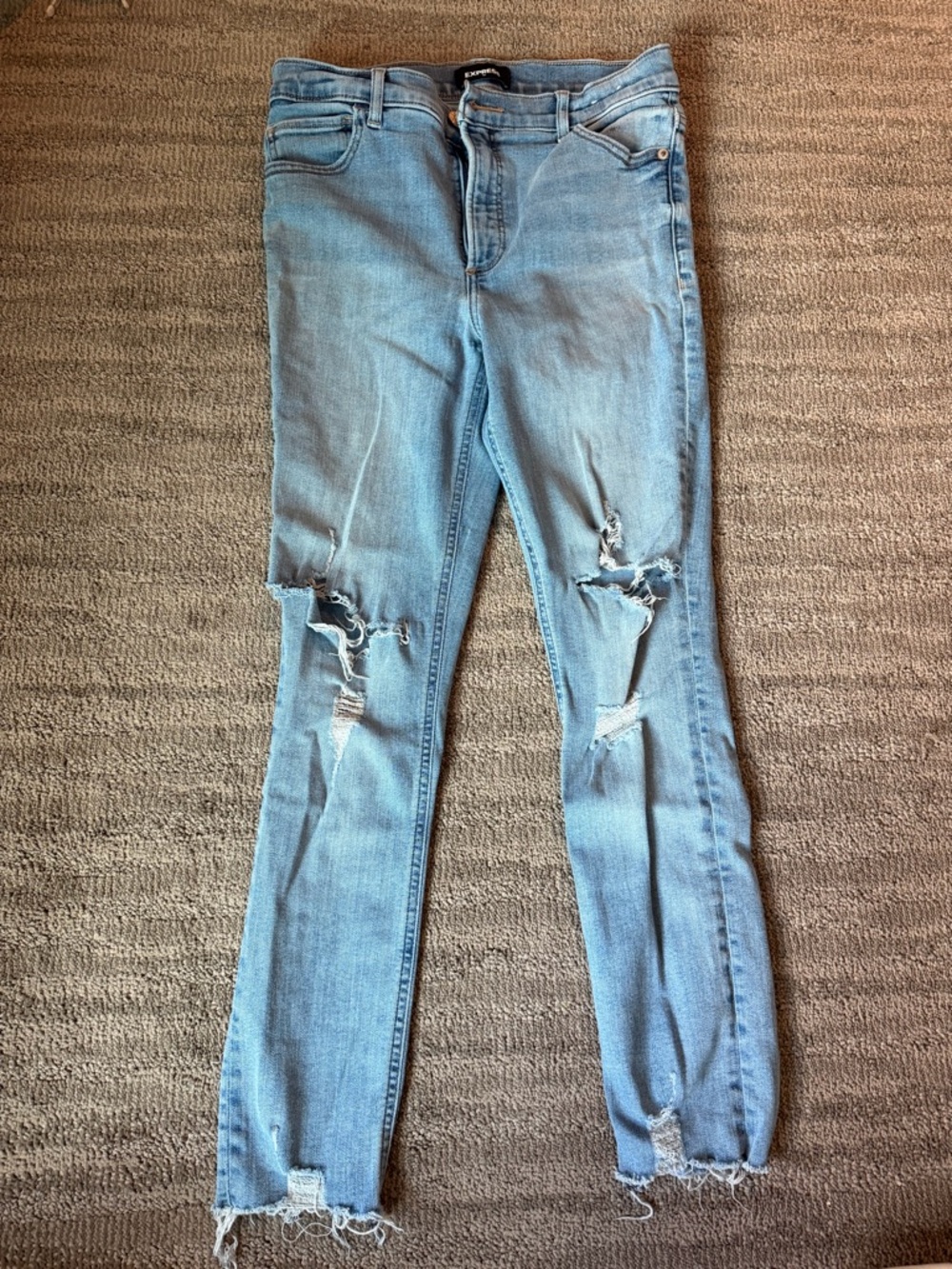 Express High Rise Ankle Skinny Jeans – Light Wash Distressed
